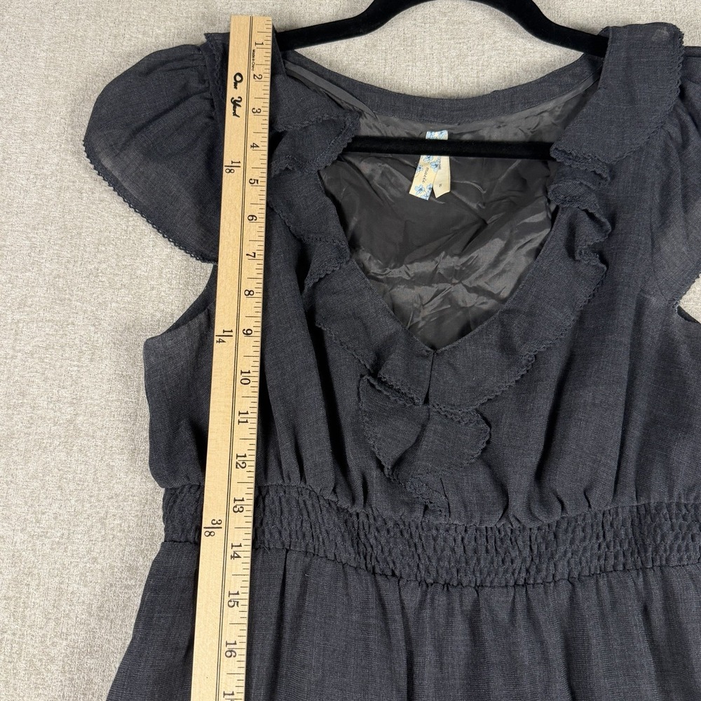 Maeve Anthropologie Black Ruffle Dress Sz 8‎ Wool Blend Empire Waist Cottagecore - Picture 8 of 10